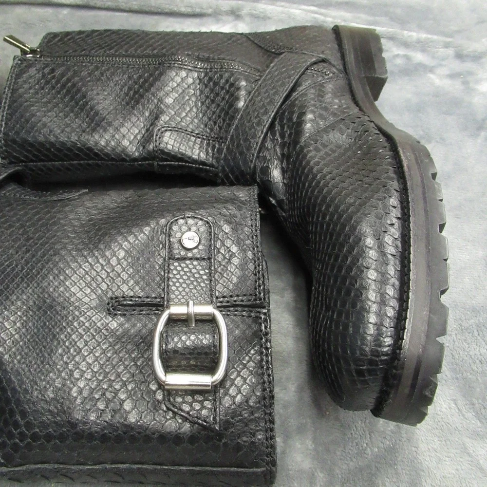 Jimmy Choo Men 9.5 Python Boots BLK Exotic Embos Leather LIGHTLY USED RARE Italy